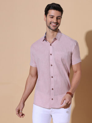Khadi Light Pink  Men Pure Cotton Shirt