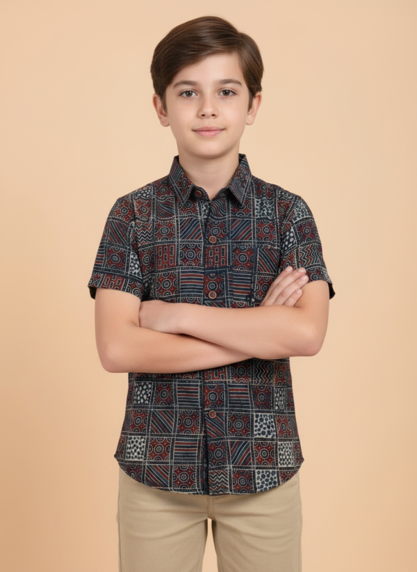 Moshi Boys Ajrakh Cotton Shirts